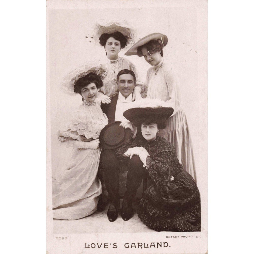 Antique 1909 Love's Garland RPPC Rotary Photographic Series Postcard 8598 - Picture 1 of 2